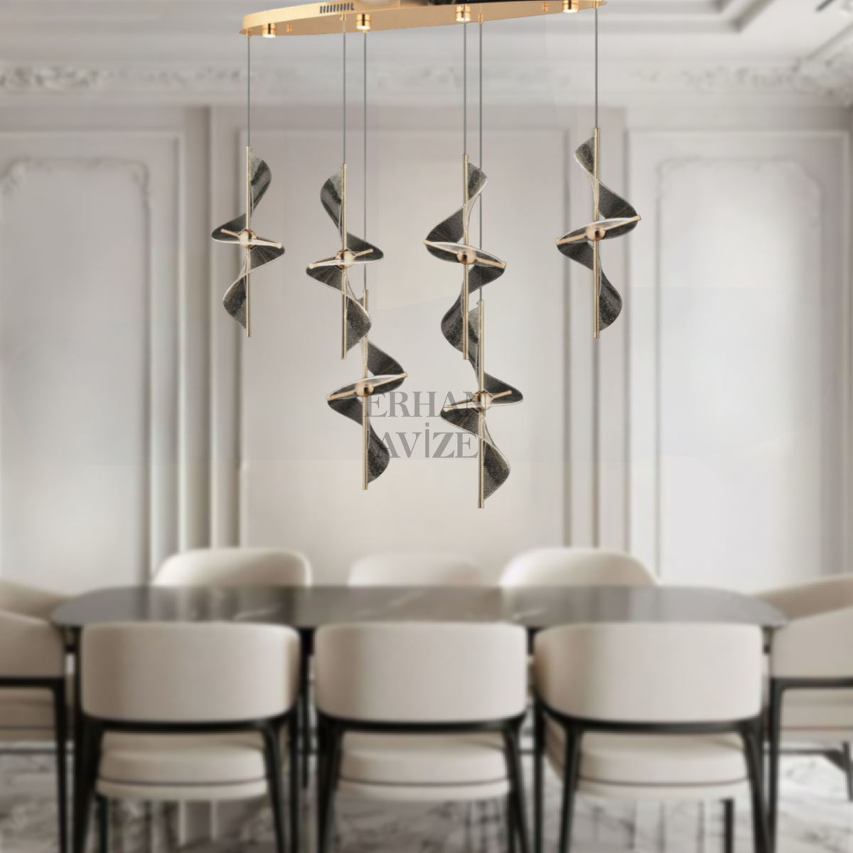 EASD-05 YM 5’li Sıralı Gold LED Avize