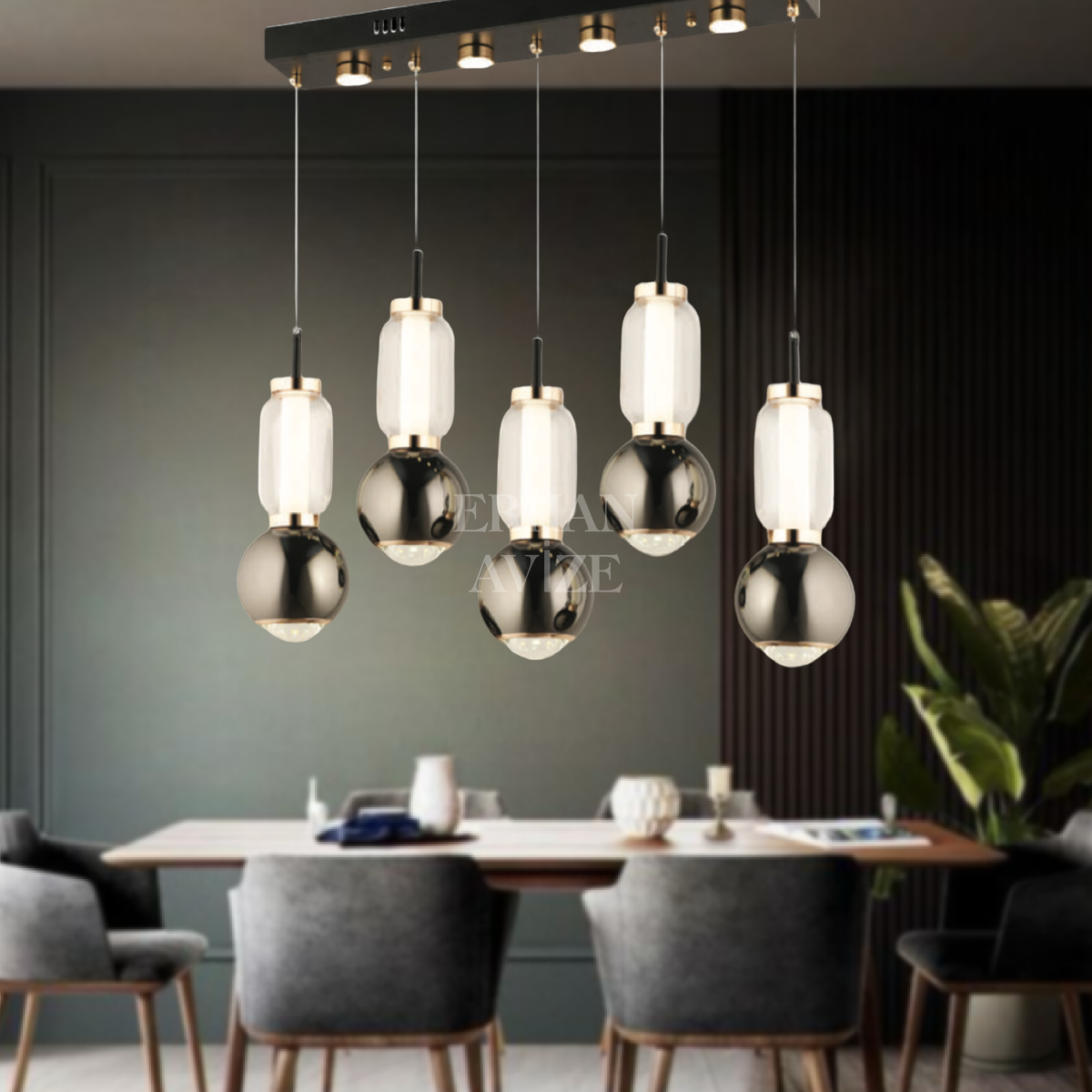 EAPD-173 YM 5’li Sıralı Platin LED Avize