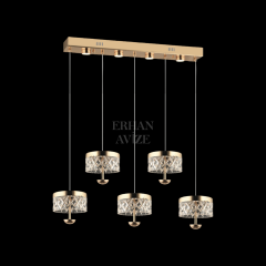 EAPD-176 YM 5’li Sıralı Kristal Gold LED Avize