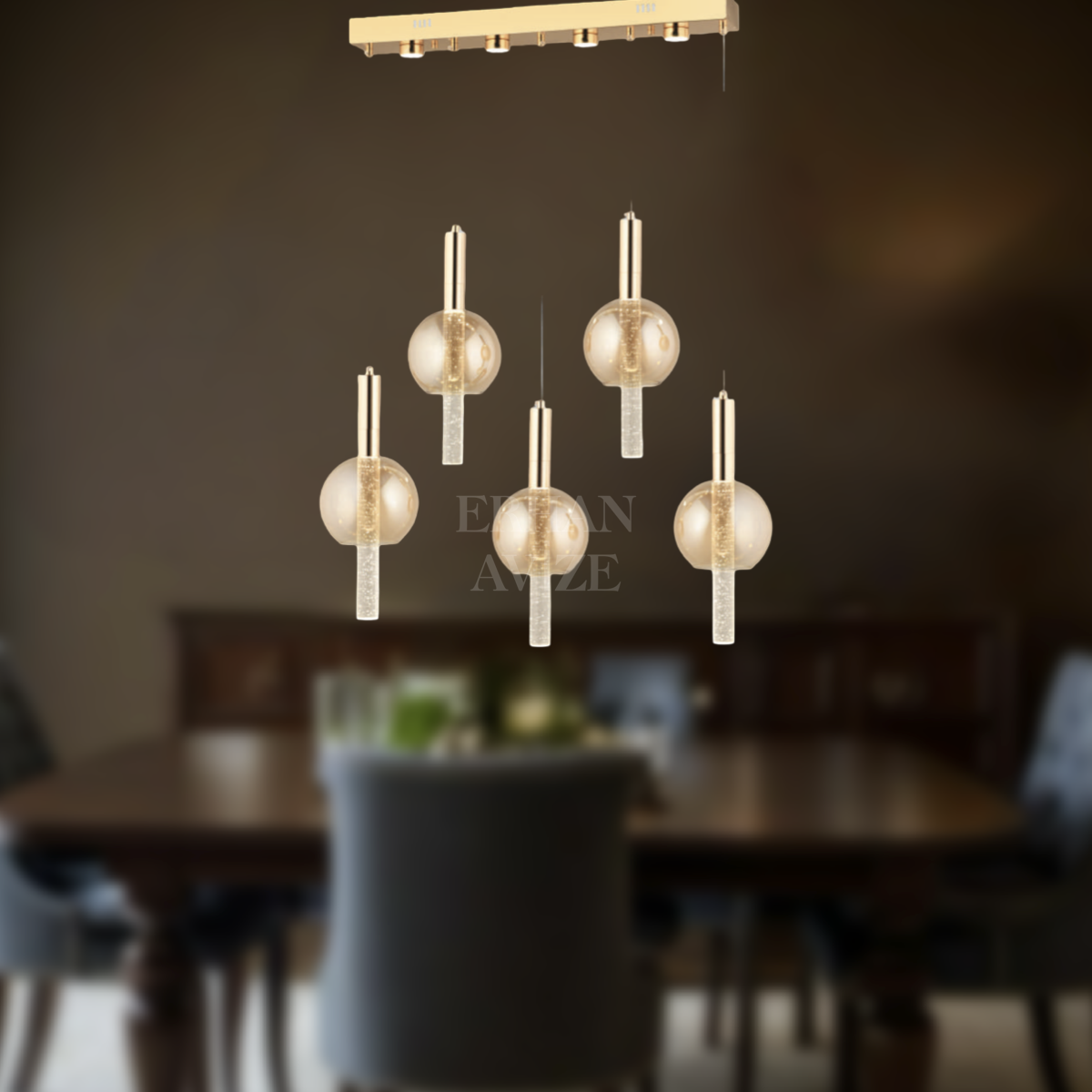 EAPD-174 YM 5’li Sıralı Gold LED Avize