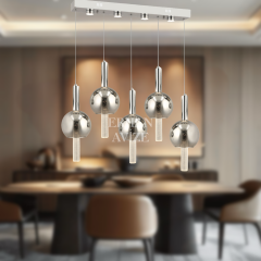 EAPD-174 YM 5’li Sıralı Krom LED Avize