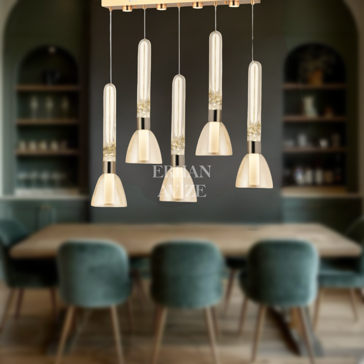 EAPD-172 YM 5’li Sıralı Gold LED Avize