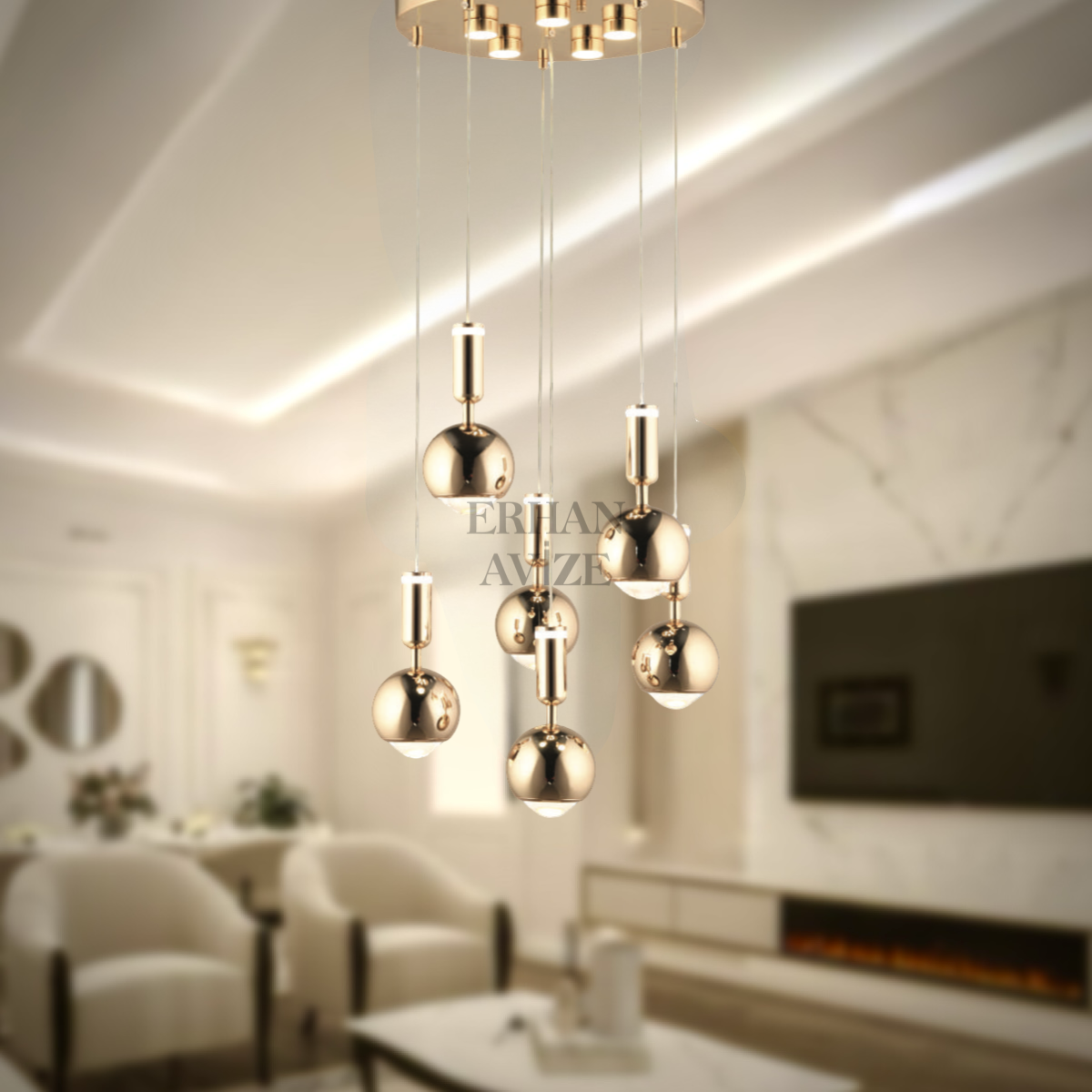 EAPD-177 6’lı Sarkıt Gold LED Avize