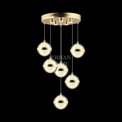 EAPD-175 6’lı Sarkıt Top Camlı Gold LED Avize