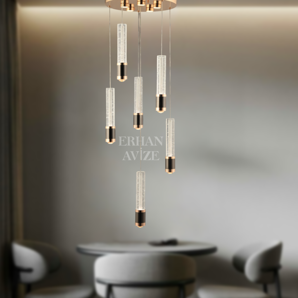 EAPD-179 6’lı Sarkıt Gold LED Avize