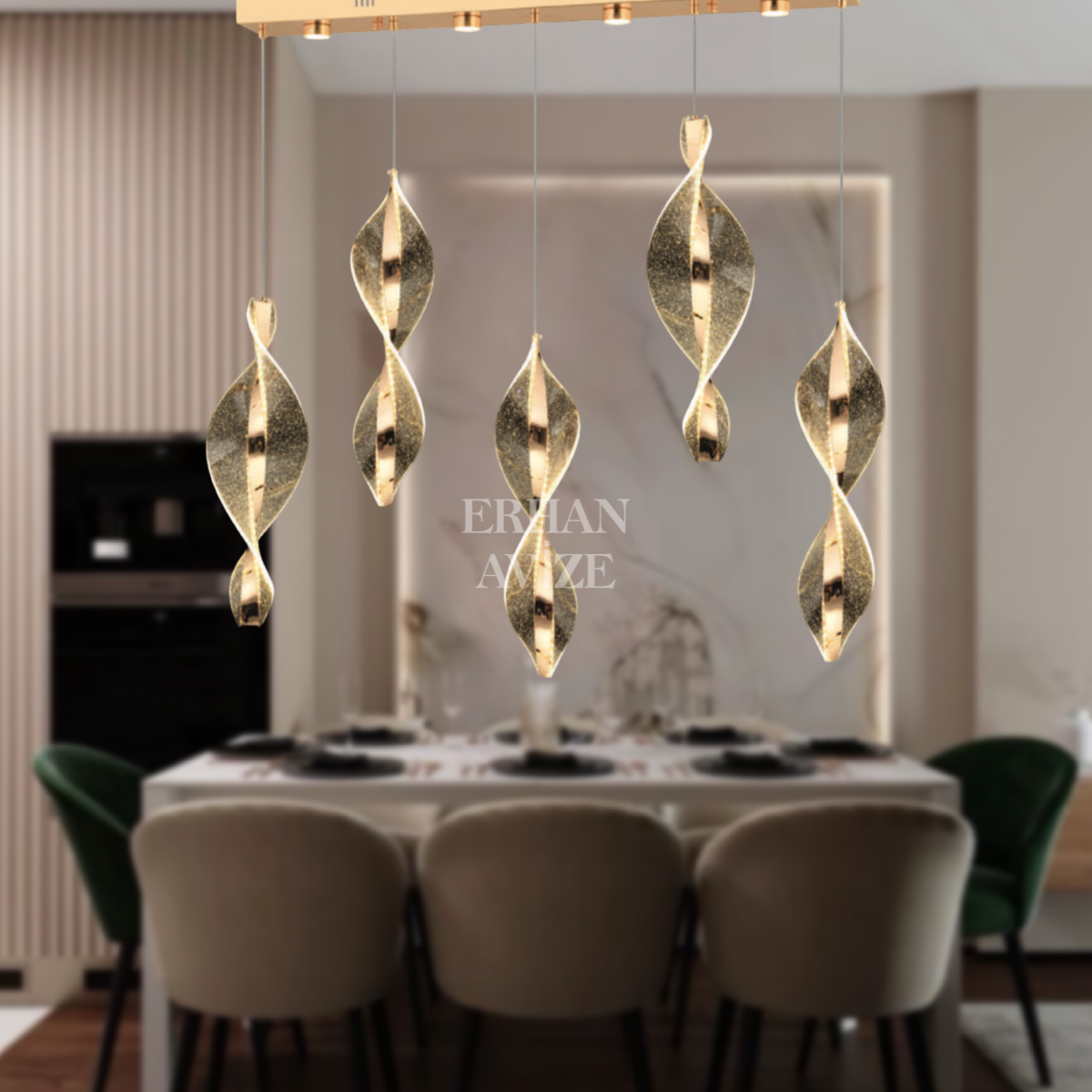 EASD-254 YM 5’li Sıralı Gold LED Avize