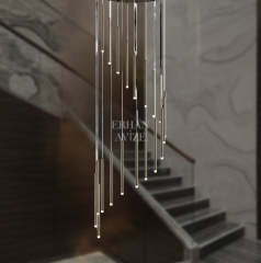 EASD-354 20’li Sarkıt Boru Platin LED Avize