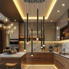 EASD-354 6’lı Sarkıt Mat Siyah LED Avize