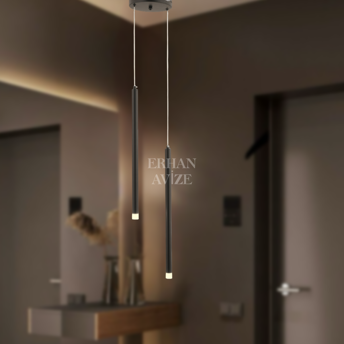 EASD-354 2’li Sarkıt Siyah Mat LED Avize