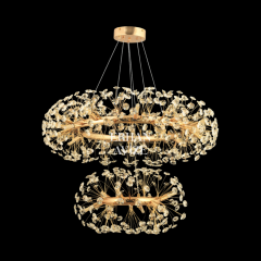 EADM-21 2 Katlı Kristal Gold LED Avize