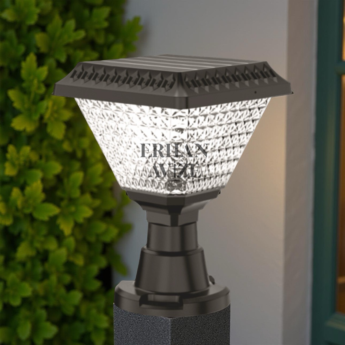 EACT-7315 Set Üstü Solar Şarjlı Led Bahçe Aydınlatma Armatürü Beyaz Işık