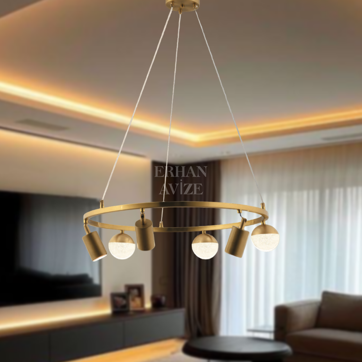 EASD-350 60’lık Yuvarlak Eskitme LED Avize