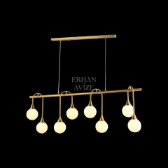 EADM-45 YM 8’li Sıralı Prinç LED Avize