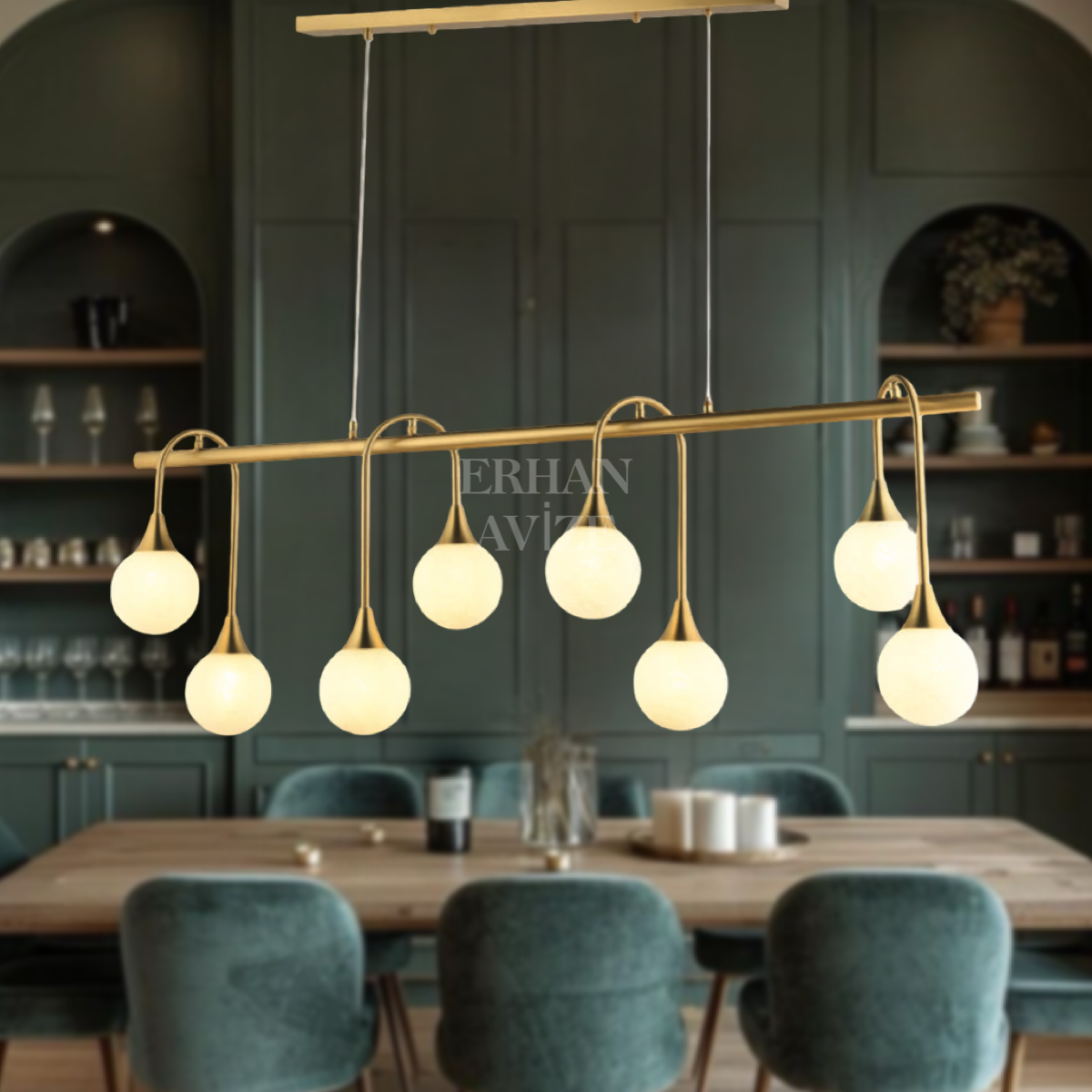 EADM-45 YM 8’li Sıralı Prinç Avize