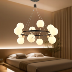 EADM-51 12’li Top Camlı Siyah LED Avize