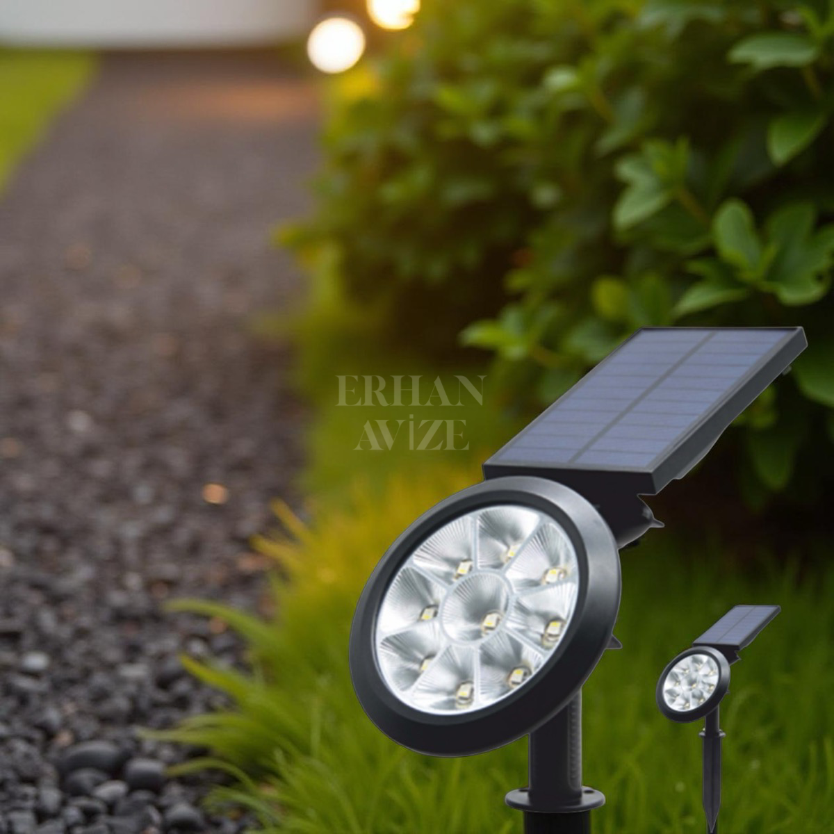 EACT-7320 18w Şarjlı Solar Bahçe Armatürü Yeşil Işık