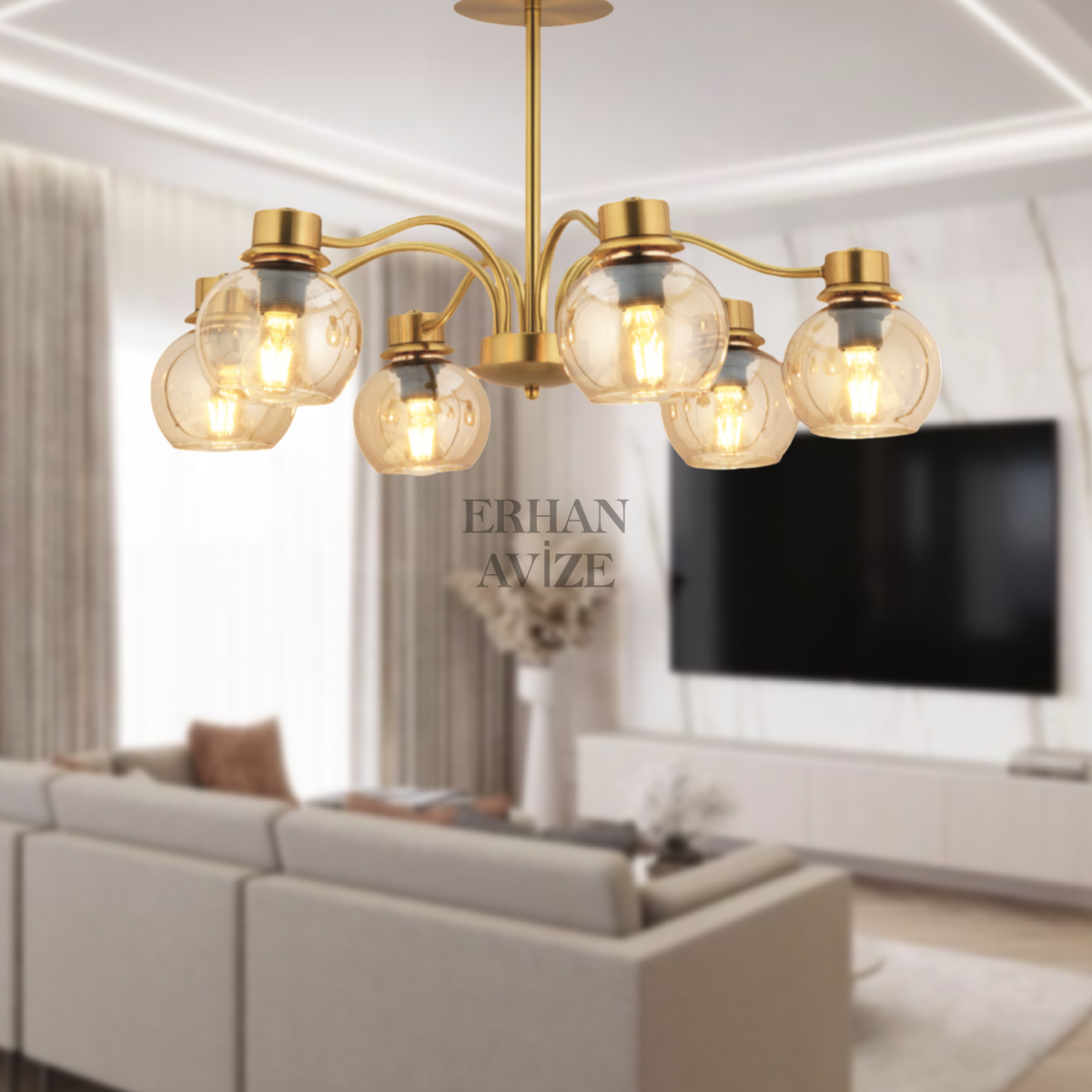 EADM-46 6’lı Kollu Gold Avize