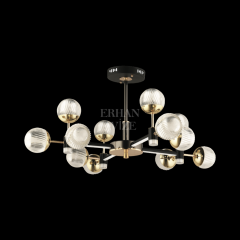 EASD-355 12’li Cam Toplu Siyah LED Avize