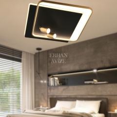 EASD-345 Kare Plafonyer Gold LED Avize