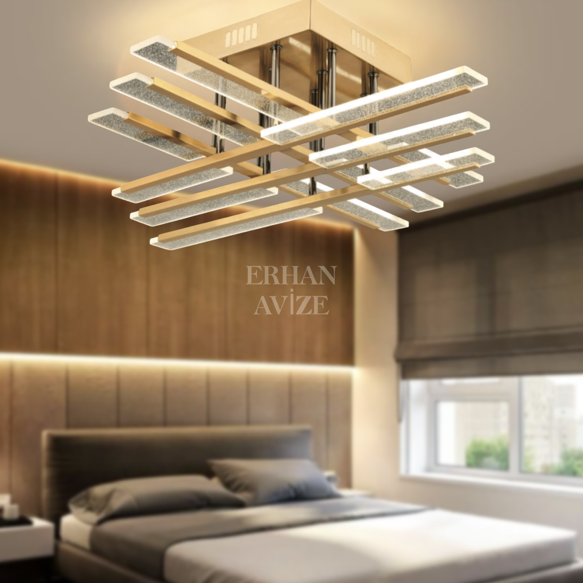 EASD-274 Kristal Plafonyer Gold LED Avize
