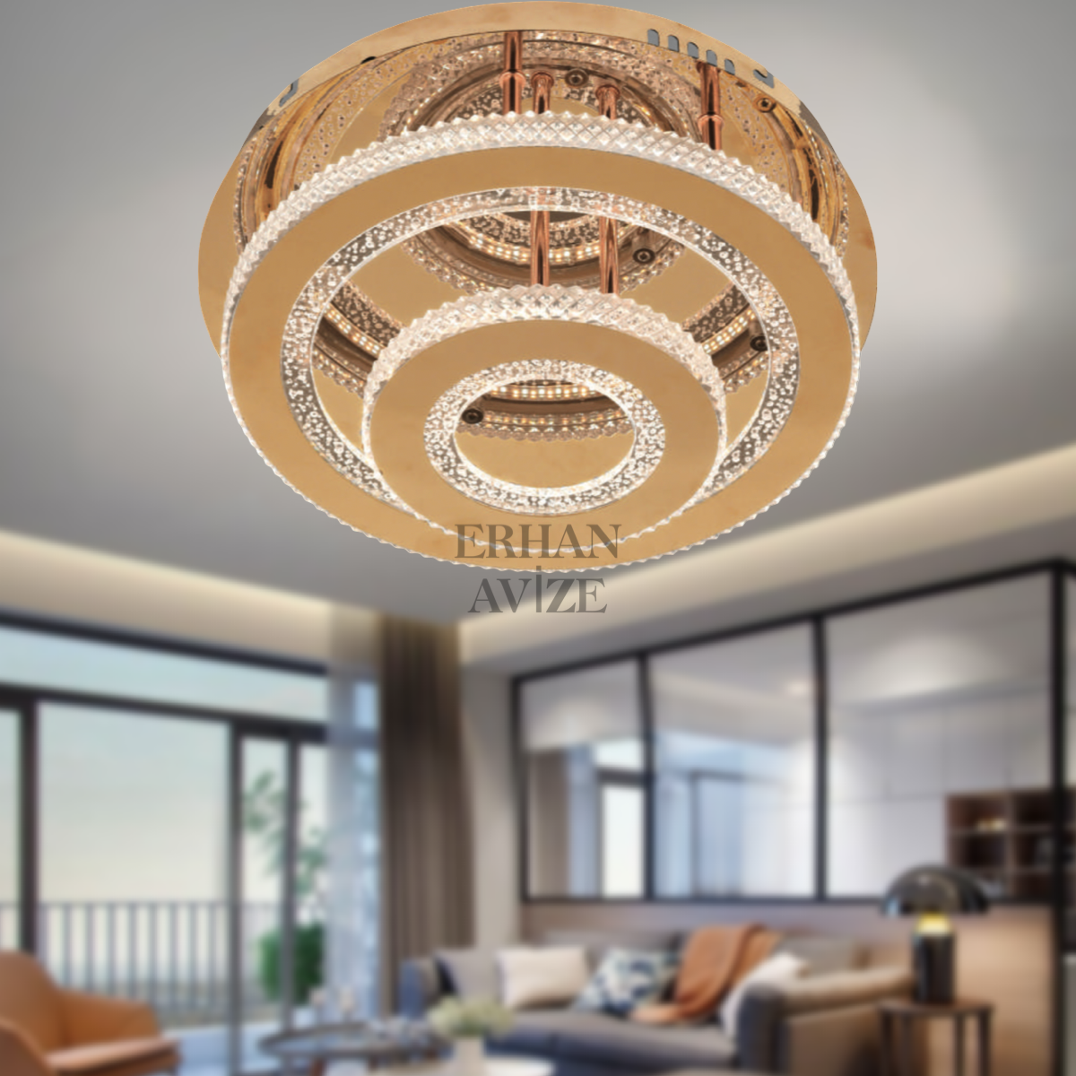 EASD-291 Kristal Plafonyer Gold LED Avize