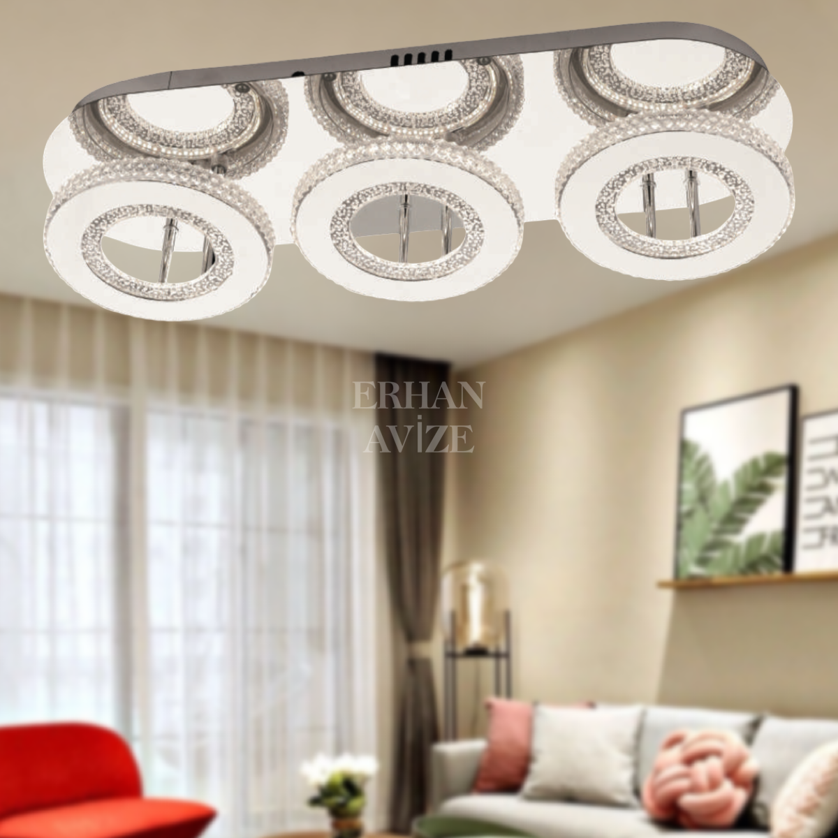 EASD-290 YM Kristal Plafonyer LED Krom Avize