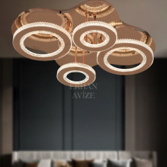 EASD-290 4’lü Kristal Plafonyer Gold LED Avize