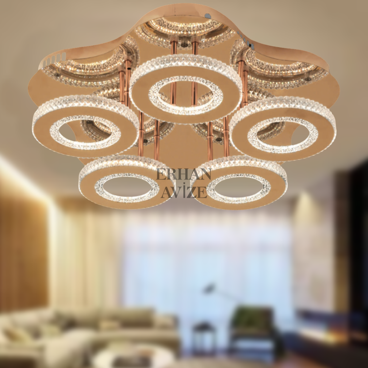 EASD-290 5’li Plafonyer Gold LED Avize