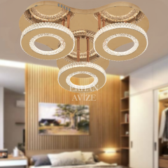 EASD-290 3’lü Kristal Plafonyer Gold LED Avize