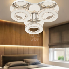 EASD-290 3’lü Kristal Plafonyer Krom LED Avize