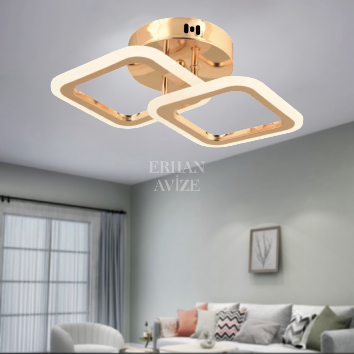 EASD-338 2’li Plafonyer Gold LED Avize