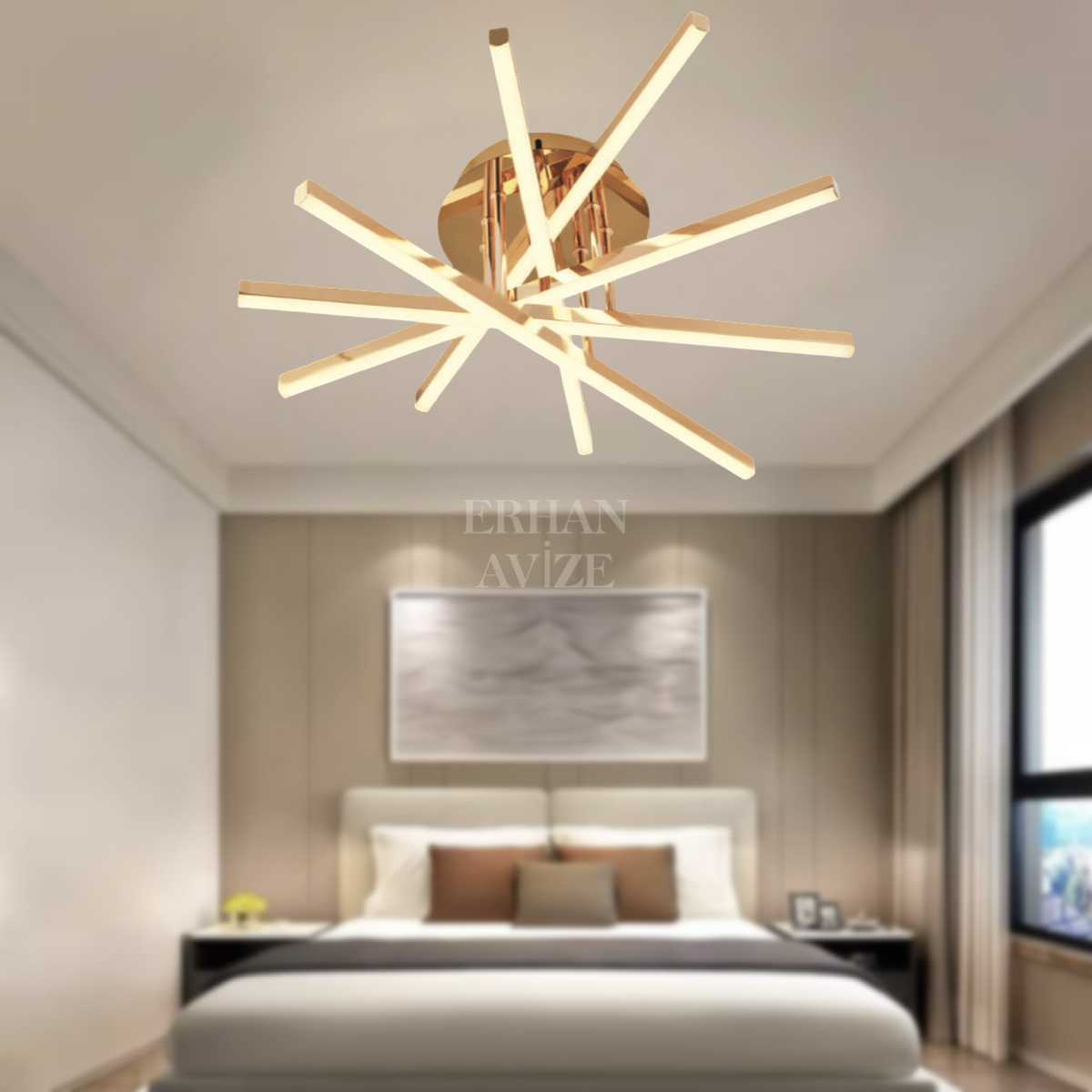 EASD-349 5’li Plafonyer Gold LED Avize