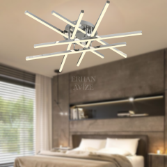 EASD-349 6’lı Plafonyer Krom LED Avize