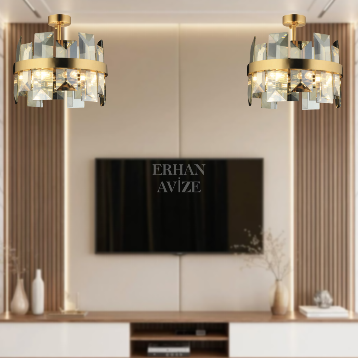 EADM-49 40’lık Kristal Gold LED Avize