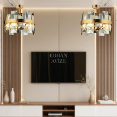EADM-49 40’lık Kristal Gold LED Avize