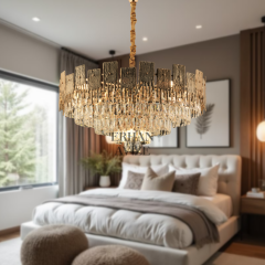 EADM-47 80’lik Yuv Kristal Gold LED Avize