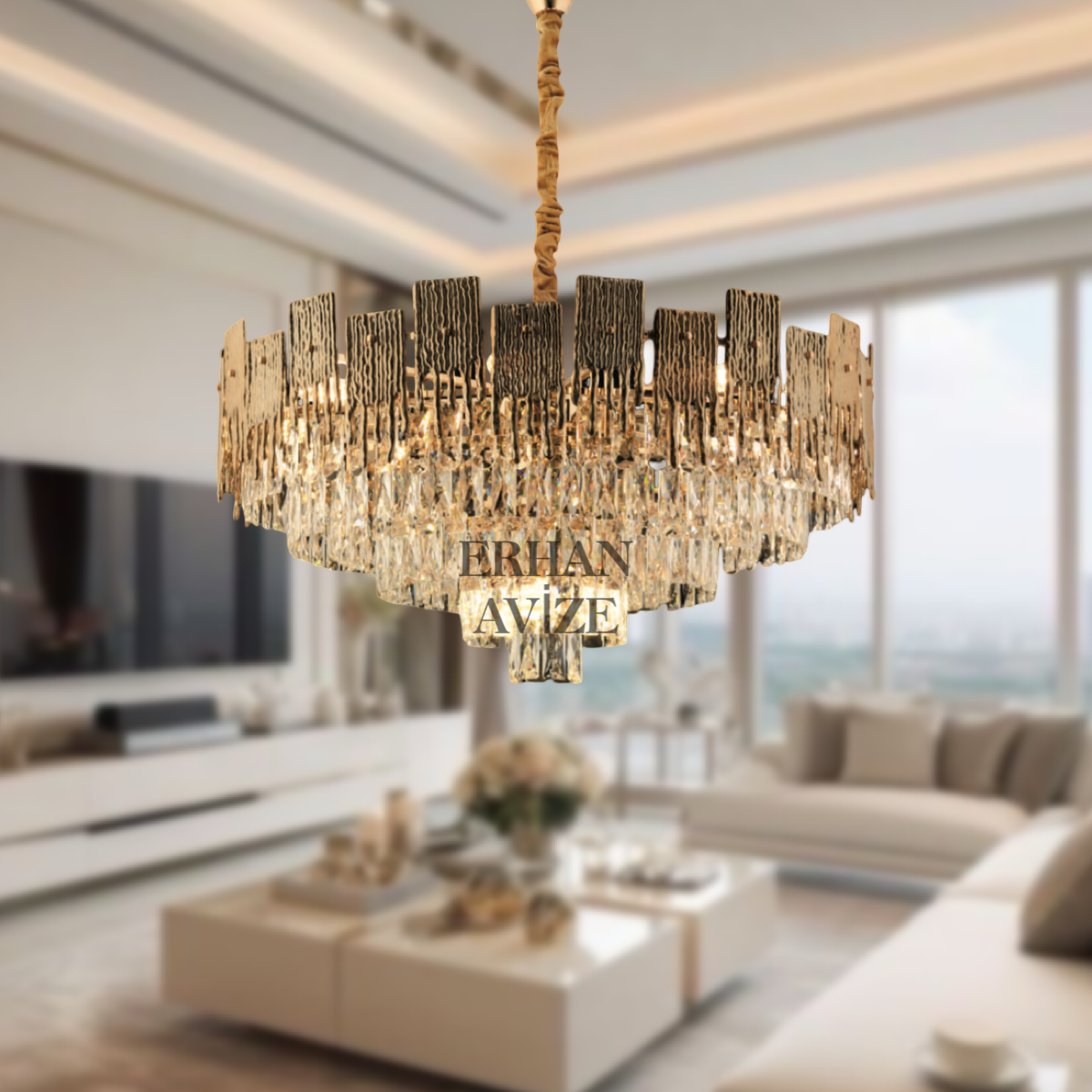 EADM-47 80’lik Yuv Kristal Gold Avize