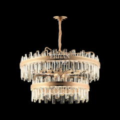 EASD-153 2 Katlı Kristal Gold LED Avize