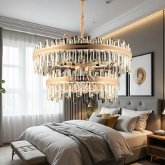 EASD-153 2 Katlı Kristal Gold LED Avize