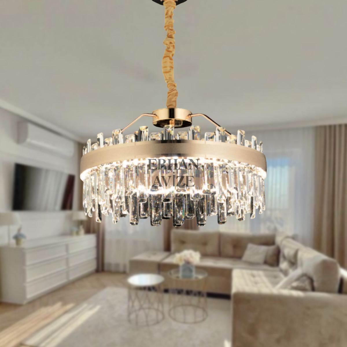 EASD-153 55’lik Kristal Gold LED Avize