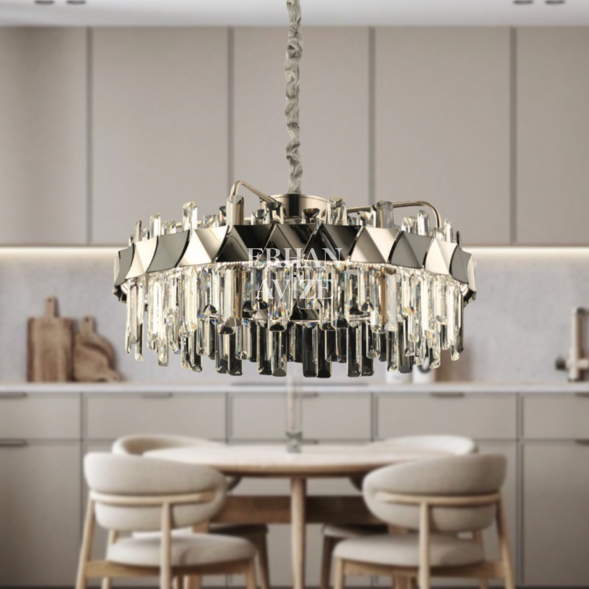 EASD-155 60’lık Kristal Krom LED Avize