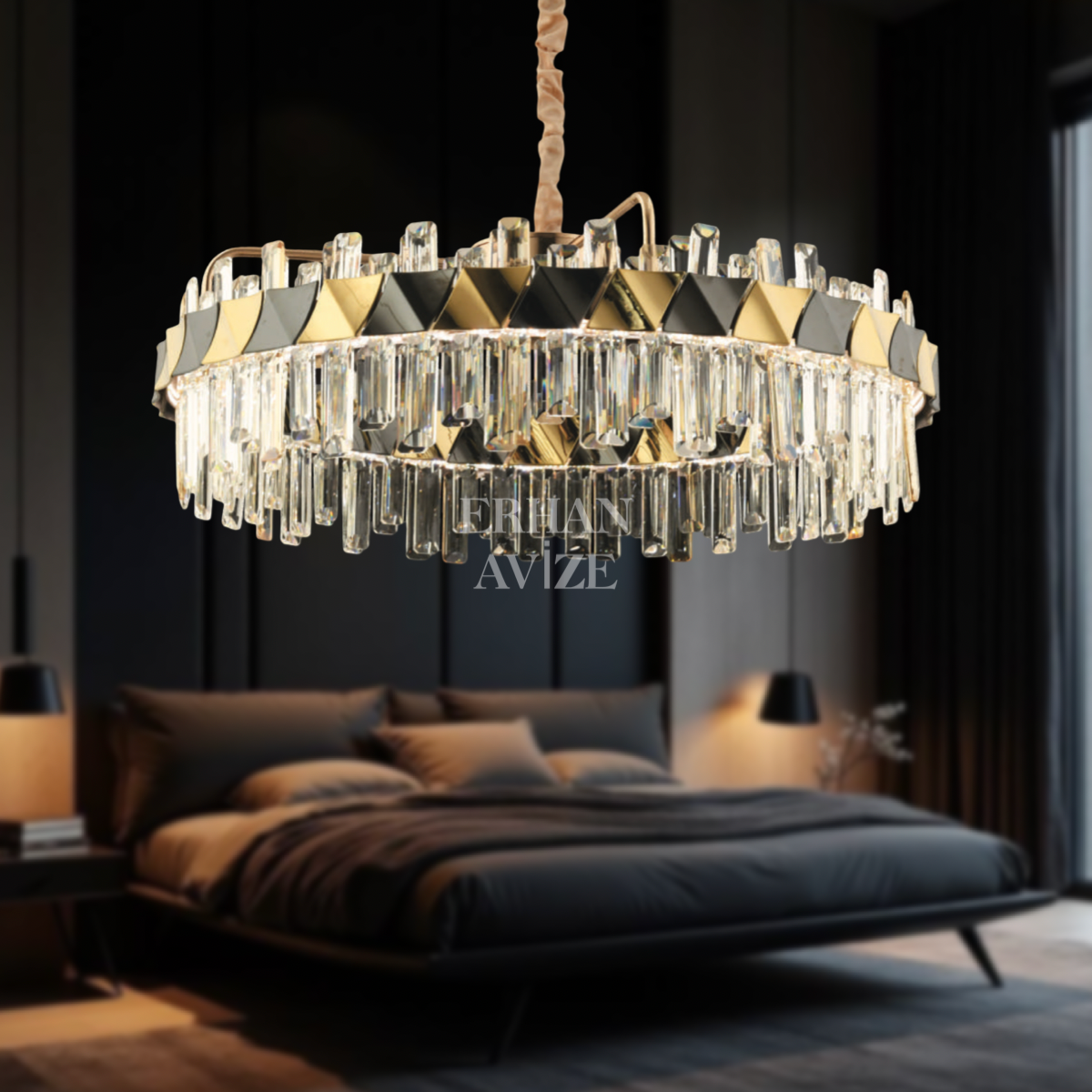 EASD-155 80’lik Kristal Gold LED Avize