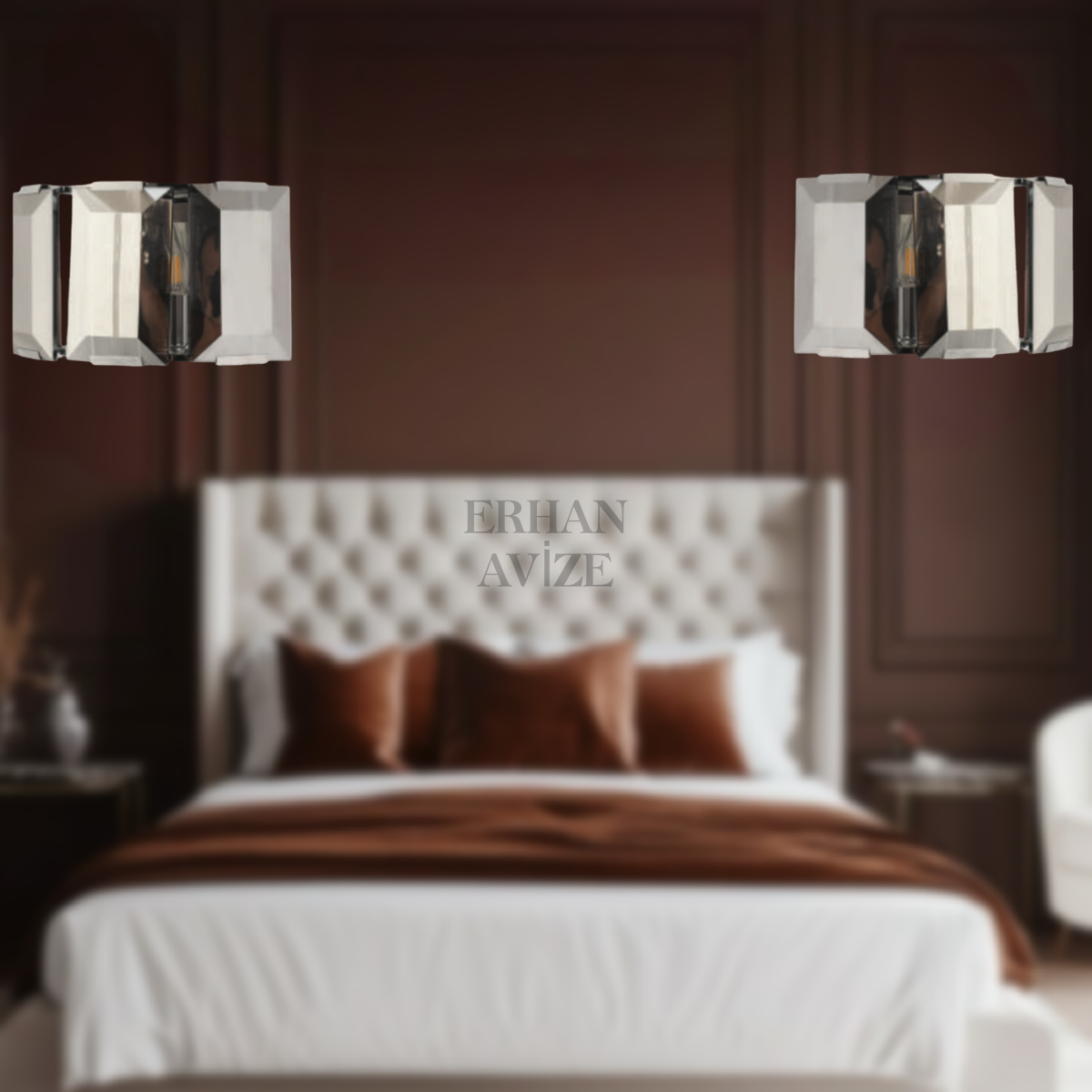 EAMT-08 35’lik Kristal Krom LED Aplik