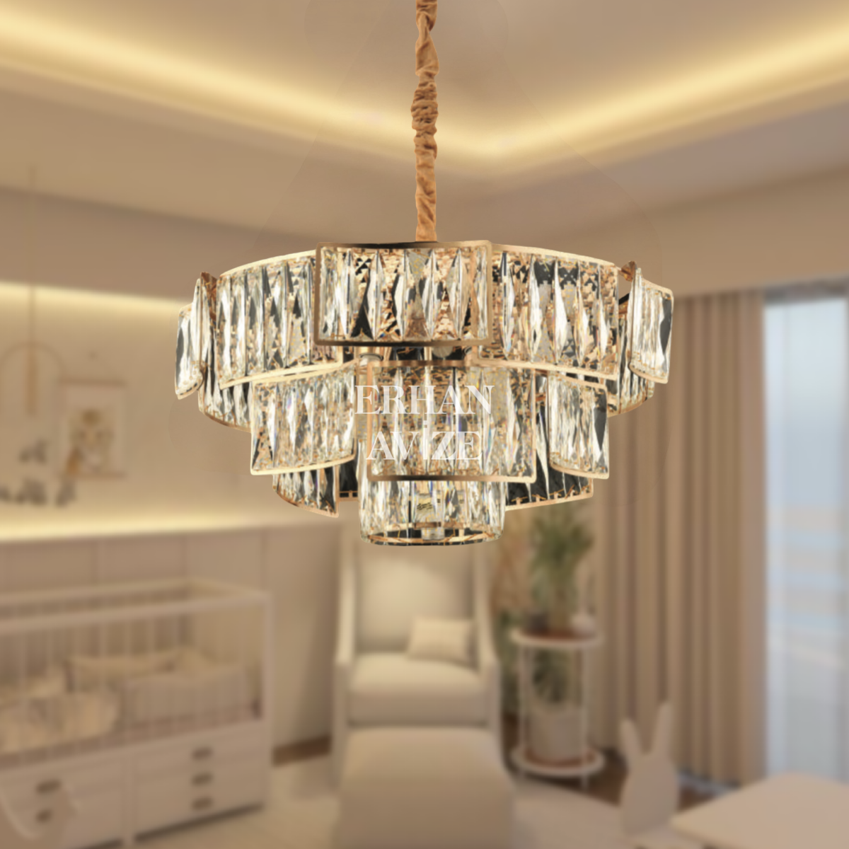 EADM-41 60’lık Kristal Gold LED Avize
