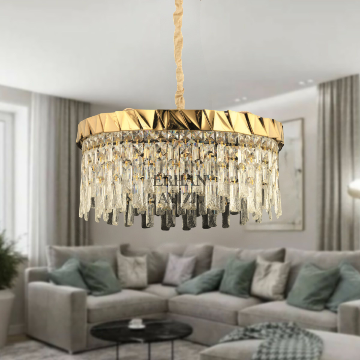 EASD-352 50’lik Kristal Gold LED Avize