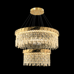 EASD-352 2 Katlı Kristal Gold LED Avize