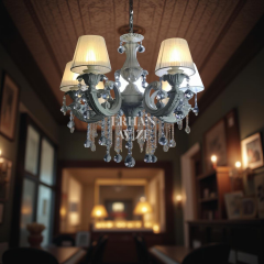 EASV-085 Selvane 5 Kollu Şapkalı Beyaz Avize