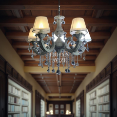 EASV-085 Selvane 5 Kollu Şapkalı Beyaz Avize