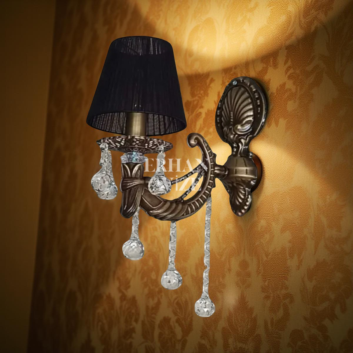 EASV-035 Selvane Şapkalı Siyah-Bronz Aplik