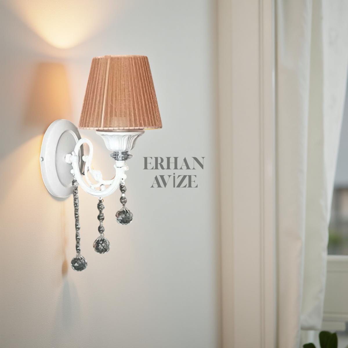 EALN-025 Leynur Kıvrık Kol Şapkalı Kestane-Beyaz Aplik